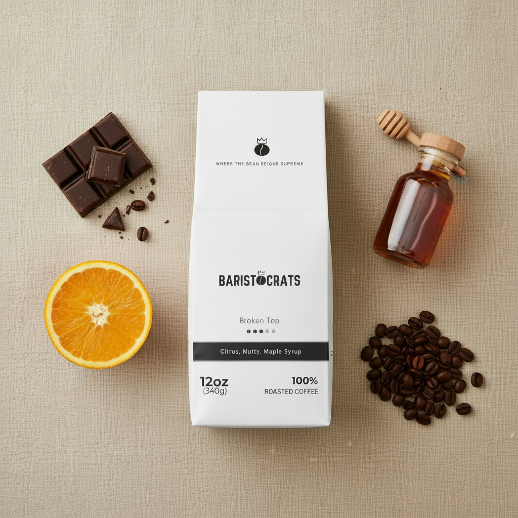 Broken Top coffee bag with tasting note ingredients