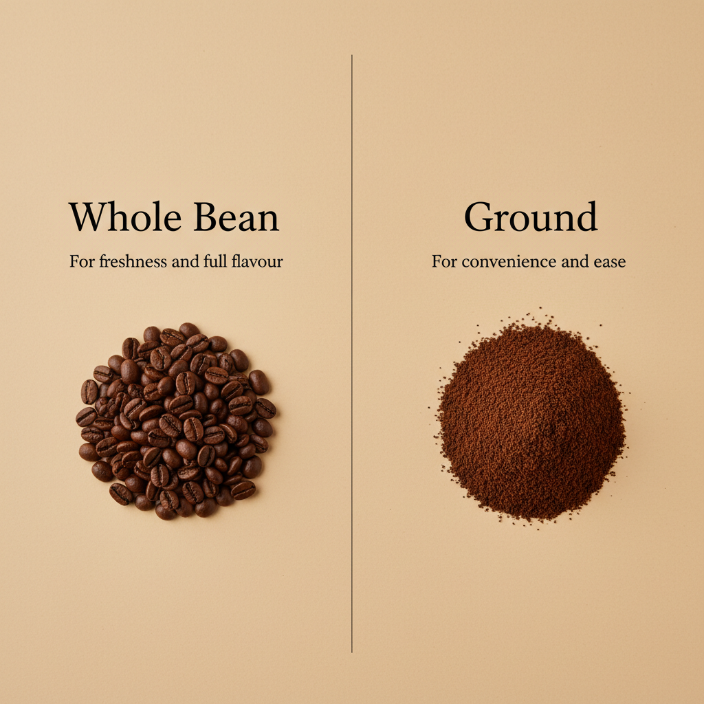 Whole bean and ground coffee options