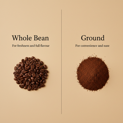 Whole bean and ground coffee options